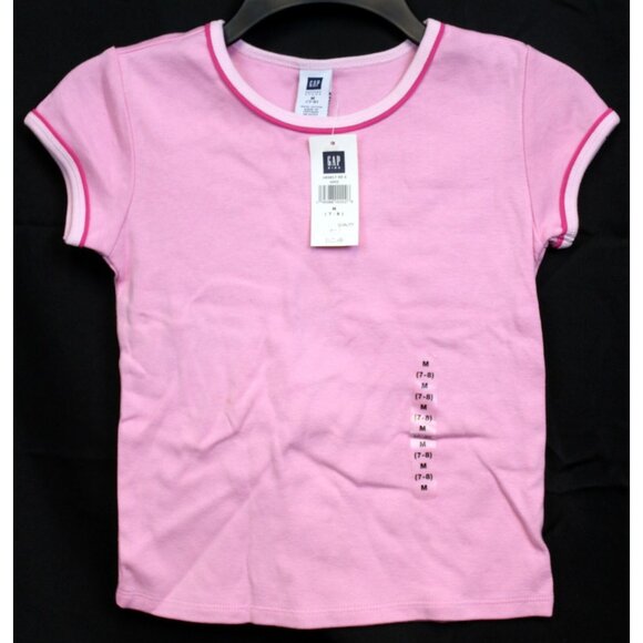 NEW Gap Factory 2pc Outfit Pink Tshirt Striped Shorts sz Med 7/8 Cotton Summer - Picture 2 of 10